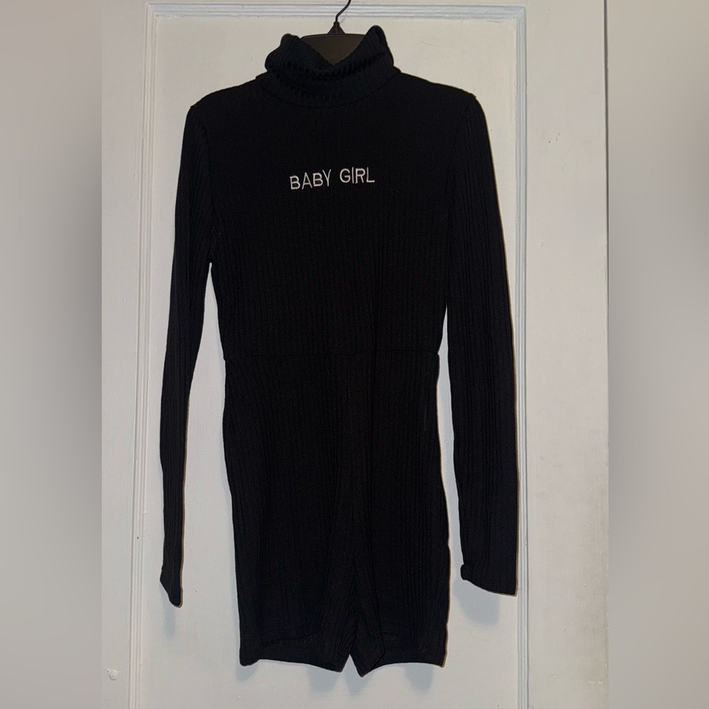 Black Long Sleeve 'Baby Girl' Romper